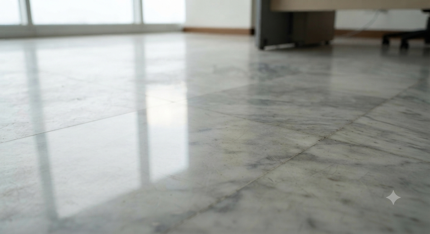 Polished marble floor in office
